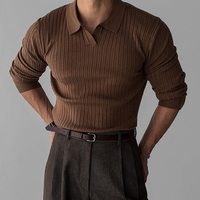 Mr. Clooney | Long Sleeve V-Neck Polo