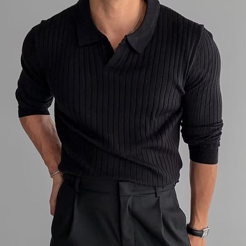 Mr. Clooney | Long Sleeve V-Neck Polo