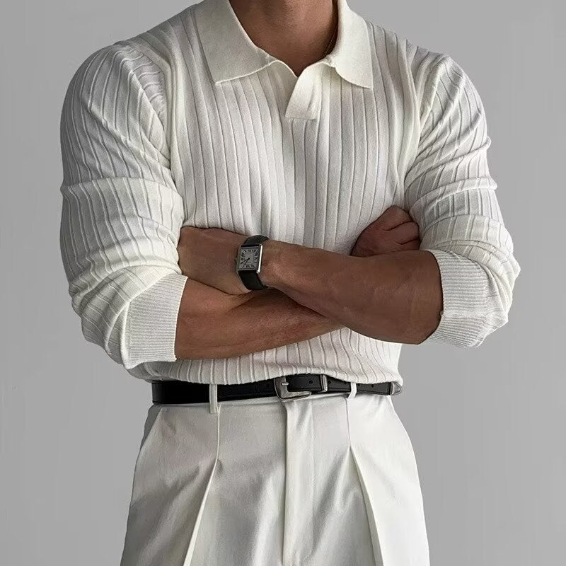 Mr. Clooney | Long Sleeve V-Neck Polo